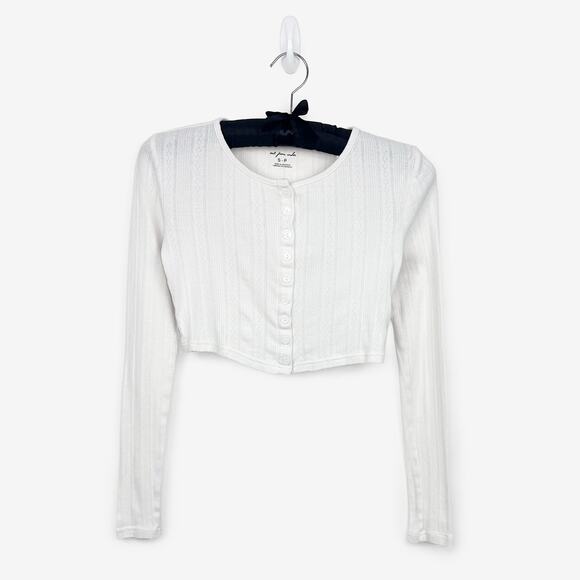 Out From Under Pointelle Crop Top Small Cream Cotton Casual Lounge Softcore - Picture 1 of 2